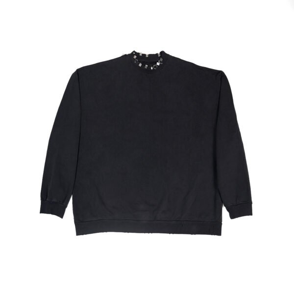 Balenciaga Pierced Round Sweatshirt Oversized in Black Faded  762718TPVD91055