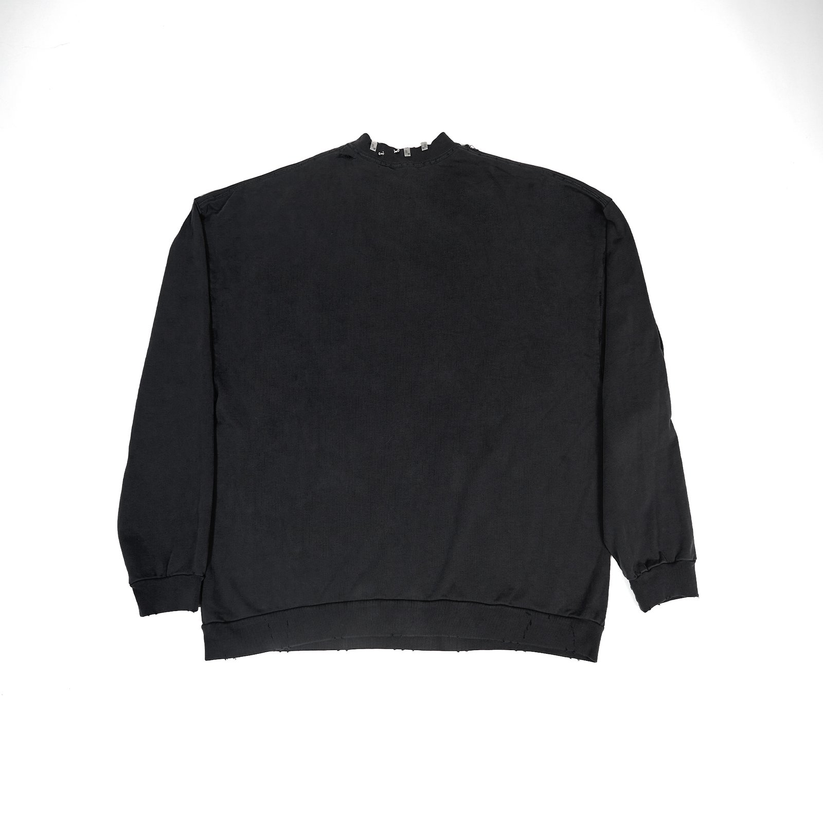 Balenciaga Pierced Round Sweatshirt Oversized in Black Faded  762718TPVD91055 - Image 3