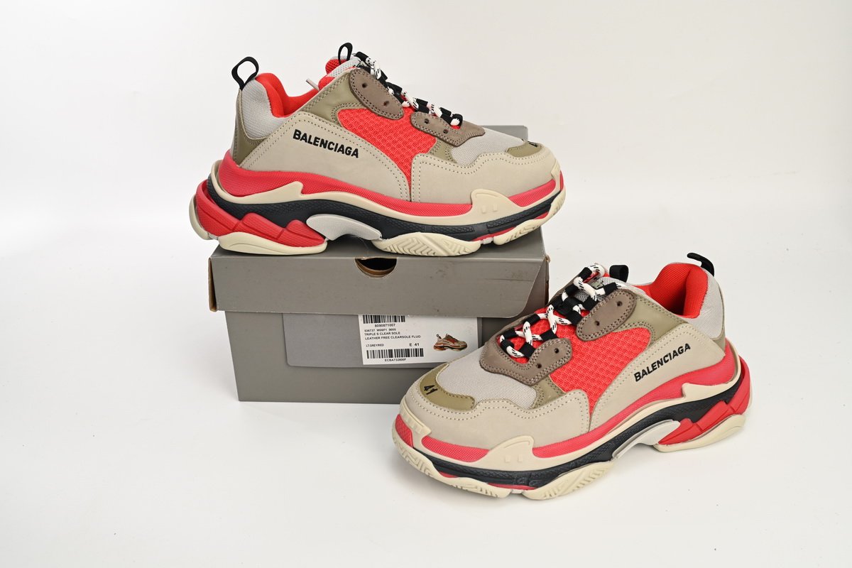 Balenciaga Triple S Red White Dark Grey 541624 W06E2 1863 - Image 3