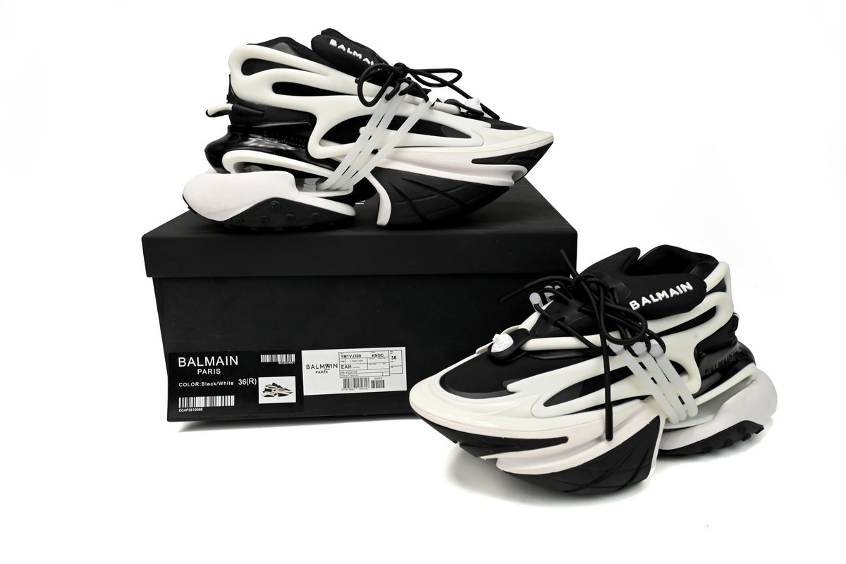 BALMAIN Multikolor Buty sportowe Black And White YM1VJ309 - Image 3