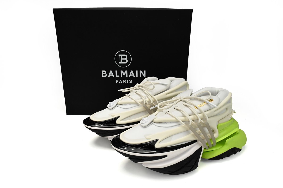 BALMAIN Multikolor Buty sportowe Black white and green YM1VJ309 - Image 2