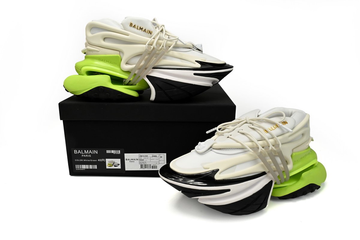 BALMAIN Multikolor Buty sportowe Black white and green YM1VJ309 - Image 3