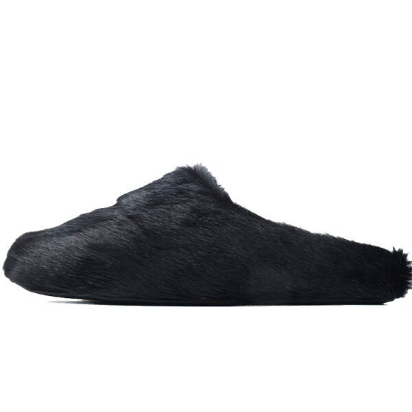 Marni Long-hair Calfskin Fussbett Sabot Black SBMR000600P412200N99
