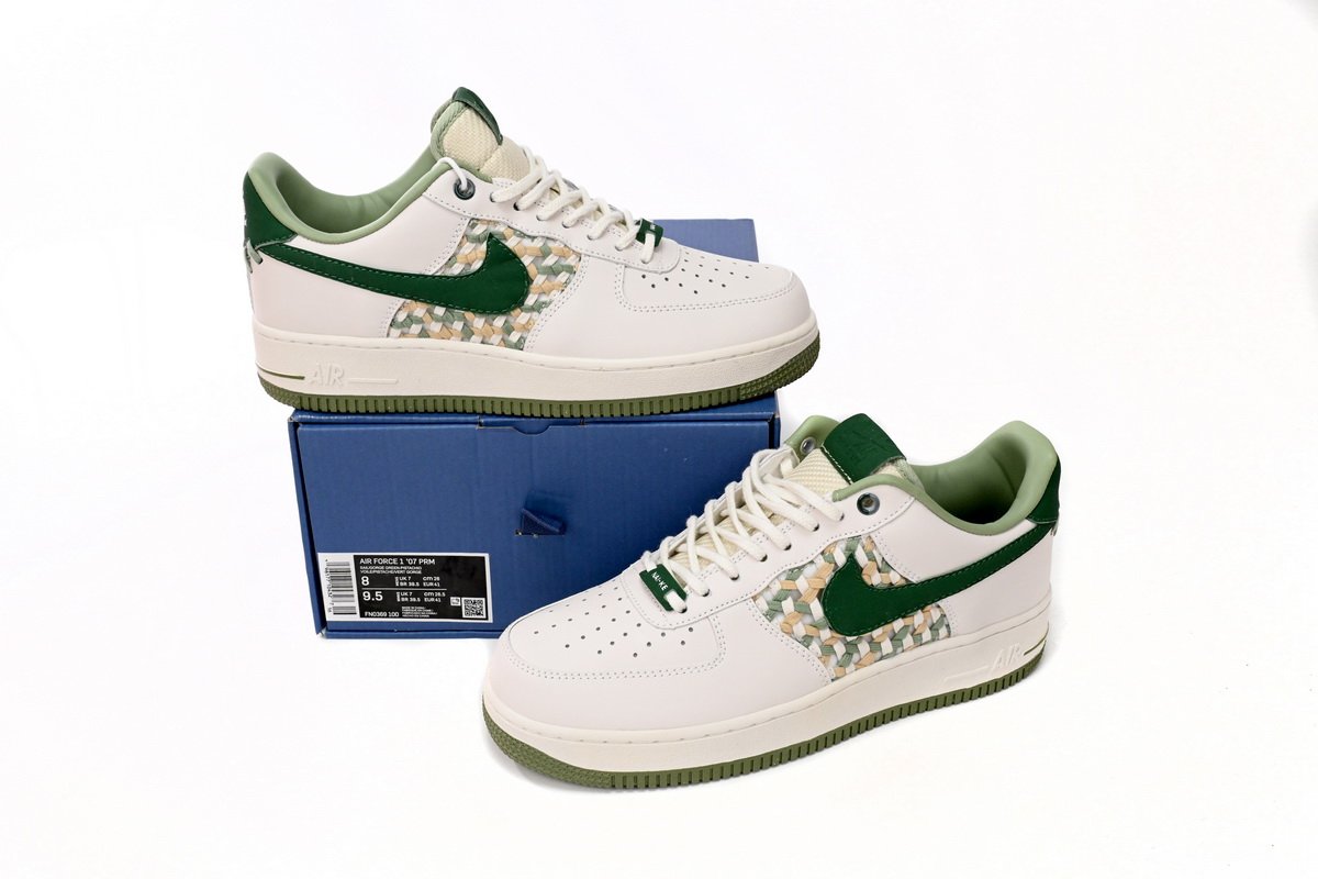 Nike Air Force 1 Low '07 Premium NAI-KE Bamboo Weave Sail Gorge Green FN0369-100 - Image 2