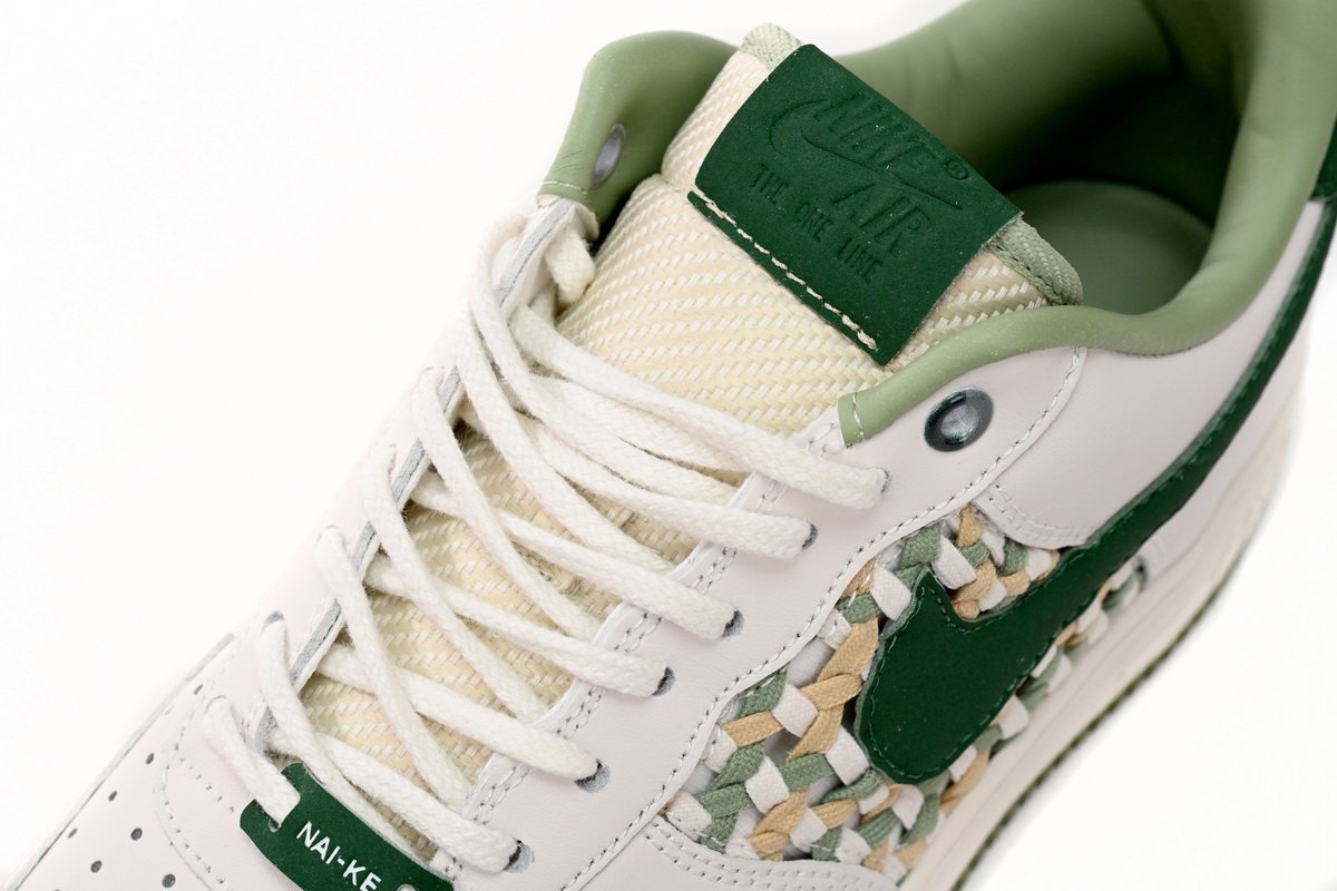 Nike Air Force 1 Low '07 Premium NAI-KE Bamboo Weave Sail Gorge Green FN0369-100 - Image 8