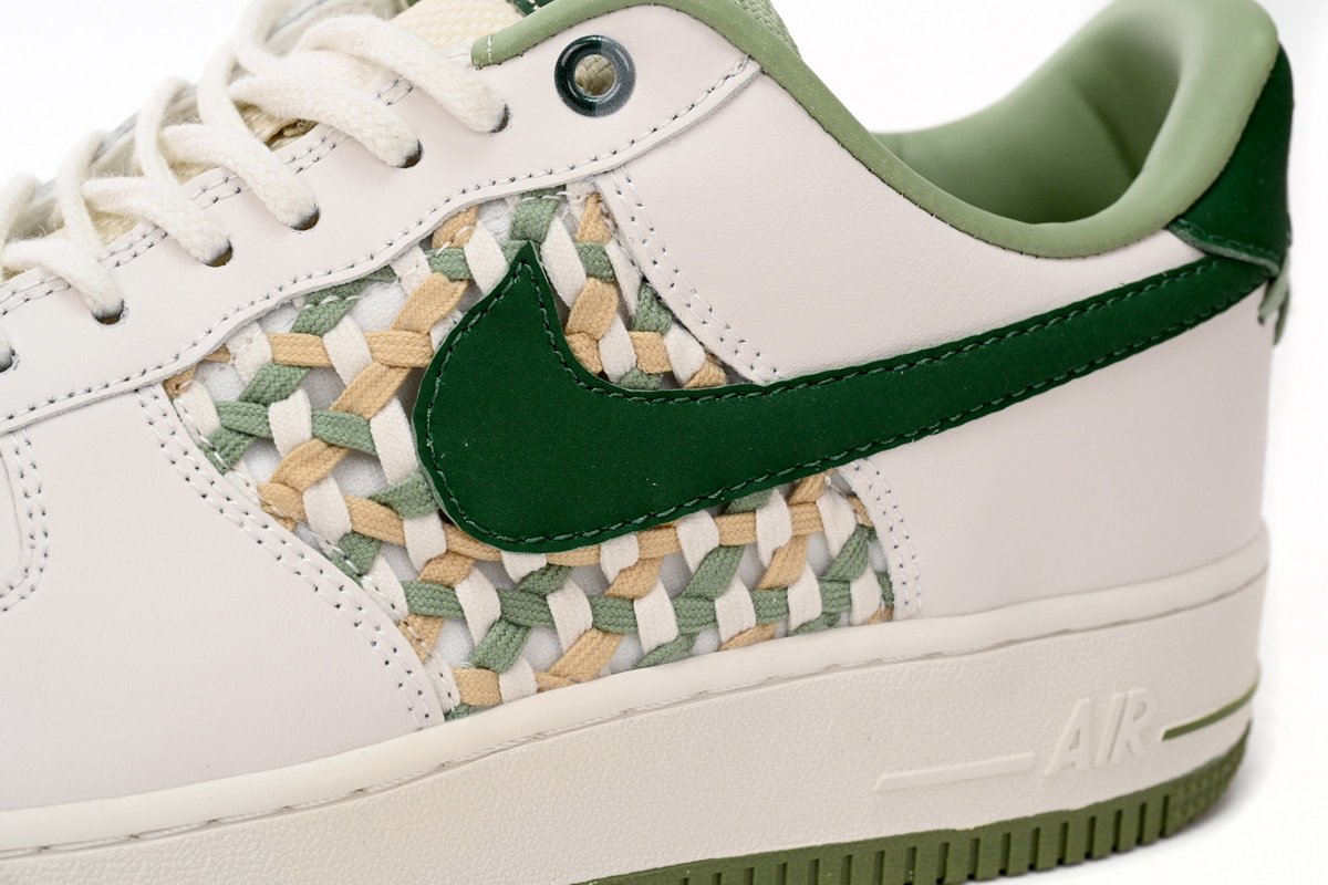 Nike Air Force 1 Low '07 Premium NAI-KE Bamboo Weave Sail Gorge Green FN0369-100 - Image 9