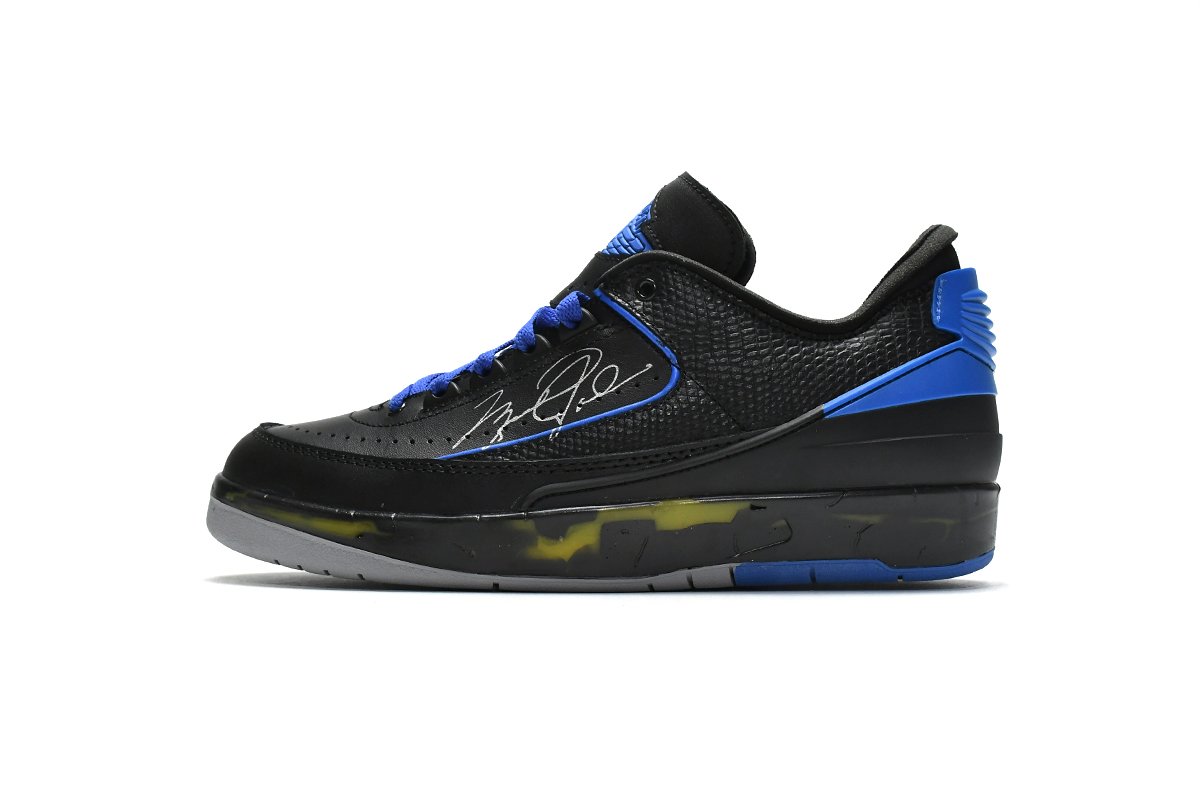 Off White x Air Jordan 2 Retro Low SP Black and Varsity Roy  DJ4375-004 - Image 1